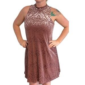 Burnout Velvet Swing Dress Boho Witchy Festival Style 90's Revival Medium